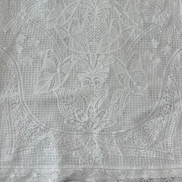 Farm Rio White Guipure Crochet Lace Midi Skirt, Coastal Bridal Boho Beachy Large - Picture 10 of 16